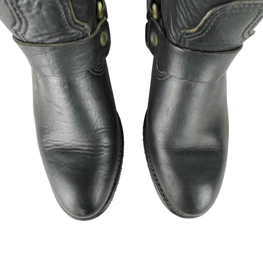 DOUBLE H BOOT CO. LADIES HARNESS 5026 ALMOND TOE SHORT LEATHER MOTORCYCLE BOOTS - Picture 8 of 14